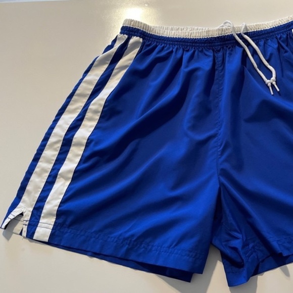 adidas VTG Men's Soccer Shorts Spell Out 3 Stripes Blue XL - Picture 2 of 12
